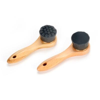 China EXFOLIATING Wholesale Wooden Handle Facial Massage Charcoal Cleansing Bamboo Fiber Remove Black Head Deep Cleansing Brush for sale