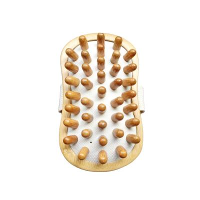 China EXFOLIATE Natural Wood Hand Held Body Massager Anti Cellulite Wood Sauna Spa Bath Brush with Wooden Pins for sale