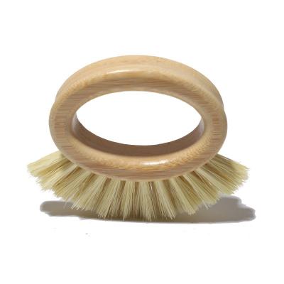 China Sustainable high quality environment friendly natural bristle bamboo cleaning brush with sisal bristle for sale