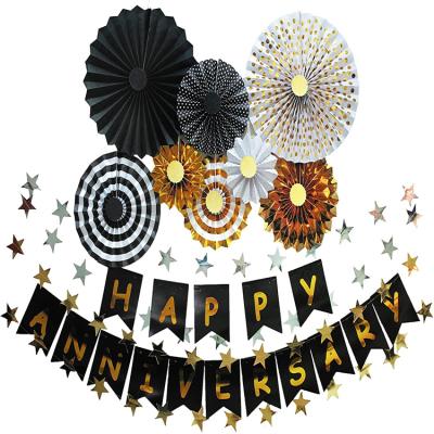 China Banner Happy Party Decoration Birthday Hanging Paper Fans Decorate Wedding Birthday Party for sale