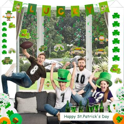 China Party Decoration St. Patrick's Day Decoration With Hanging Lucky Clover Decoration Party Supplies Props Banner for sale