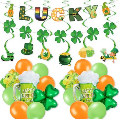 China Party Decoration St. Patrick's Day Party Supplies Props Lucky Clover Banner Decoration Set for sale