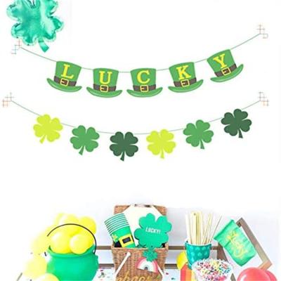 China Party Decoration St. Patrick's Day Transparent Balloon Set Four Leaf Clover Flag St Patrick Decoration for sale