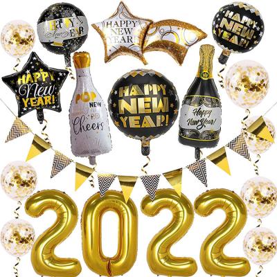 China 2022 Happy New Years Balloon Party Decoration Set New Year Foil Balloons and Confetti Balloons for New Years Eve Decor Party Supplies for sale