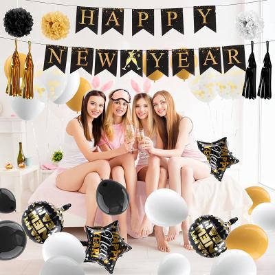 China New Years Eve Party Supplies 2022 Party Decoration - 2022 Happy New Year Decorations, Happy New Year Banner and Confetti Balloons for sale