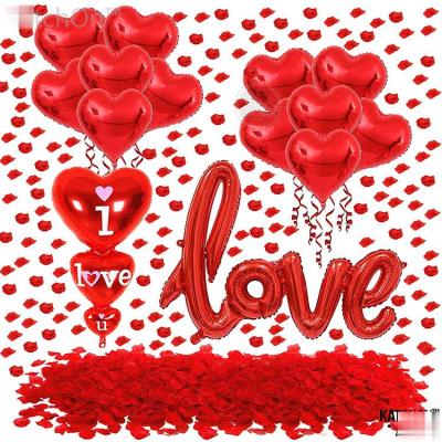 China Party Decoration Love Heart Balloon Rose Petal Valentine's Day Balloon Border RED Set for sale