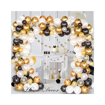 China Party Decoration China Tape Balloon Arch Manufacturer and Garland Set White Gold Confetti Metal Latex Balloons with 1 Piece of Tie Tool for sale