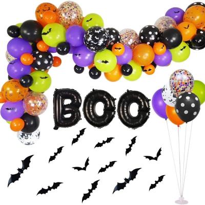 Κίνα Halloween Decoration Halloween Balloon Garland Set with Black Orange Purple Balloon with 3D Bat Stickers Suitable for Halloween Party Decorations προς πώληση