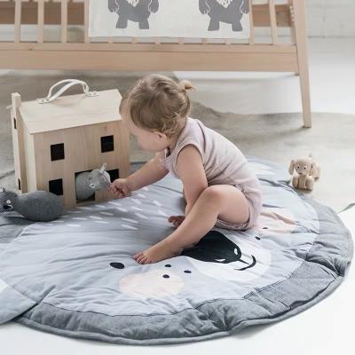 China Non-slip Cotton Kids Baby Animal Game Mat Round Floor Rug For Children for sale