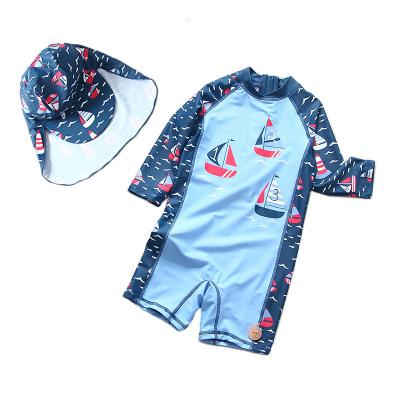 China Kids Two Piece Swimsuit Boat The Kids Swimwear Baby Toddler Boy Swimwear Rashguard Swimwear Long Sleeve Breathable for sale