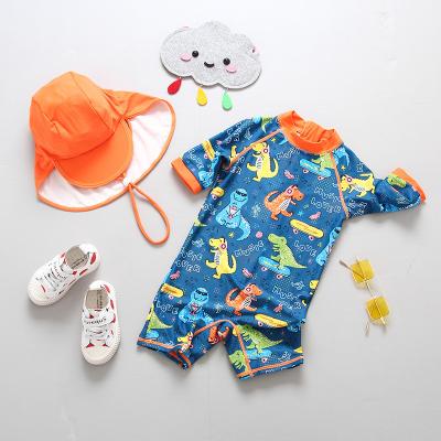 China Kids Breathable UPF 50+ Sun Protection Zipper Sun Suit Crab Kids One Piece Swimsuit With Sun Hat for sale