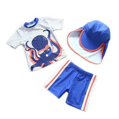 China Breathable Toddler Baby Boy Swimwear Set 2 Piece Short Sleeve Rash Guard Swimwear Swim Trunks Set Sunsuit Kids Swimsuit UPF 50+ for sale