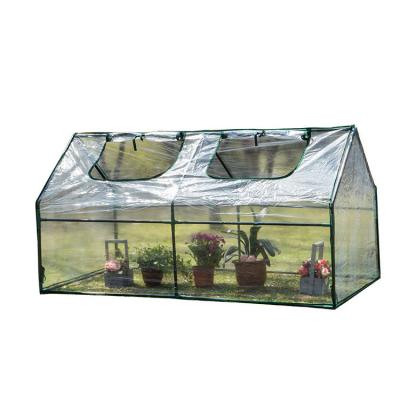 China Easily Assembled Greenhouse Kit Double Window Mini Pvc Transparent Garden Planting Greenhouse for sale