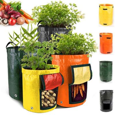 China 7-Gallon Felt Large Potato Garden Accessory Planter 3-Pack Grow Bag with Access Fin and Handles for sale