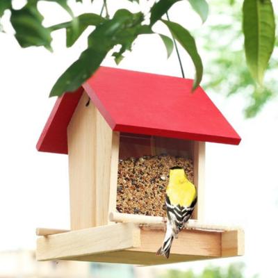 China Manufacturer Wholesale Wooden Bird Free Standing Bird Feeder Viable Outdoor Garden Decoration for sale