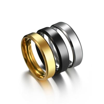 China CLASSIC Custom Name Blank Stainless Steel Ring Gold Ring Black Silver Ring Available 6mm Wide for sale