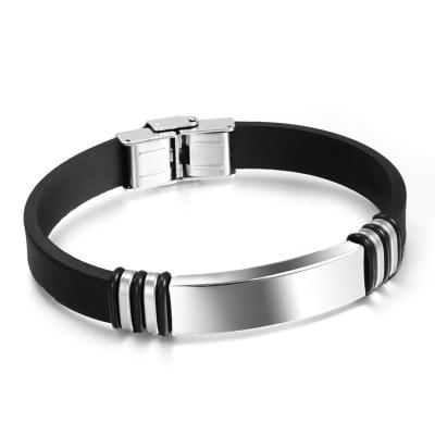 China CLASSIC Cheap Wristband Elastic Silicone Stainless Steel Bracelet Men for sale