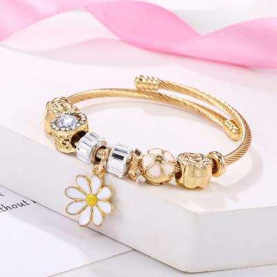 China Adjustable Stainless Jade Bangle Charms Bracelets & Bangles Diy Fashion Lover Bracelet Open End Style for sale