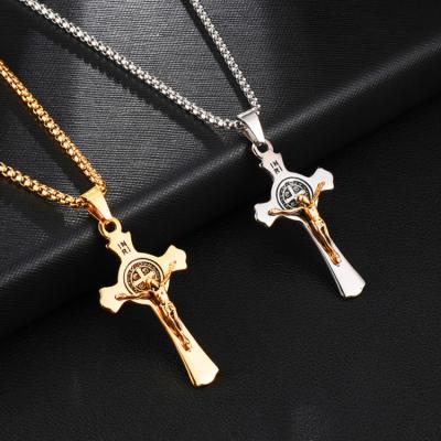 China CLASSIC Gold Cross Necklace Stainless Steel High End Cross Necklace Wholesle Stock Cross Necklace For Men for sale