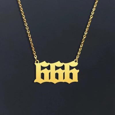 China Cute Custom Number Pendant Necklace Angle Name Necklace Gold Stainless Steel Gold Number Necklace for sale