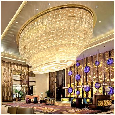 China Modern Luxury Gold Modern Project Hall Led Chandelier Large Ceiling Hotel Banquet Crystals Chandelier for sale