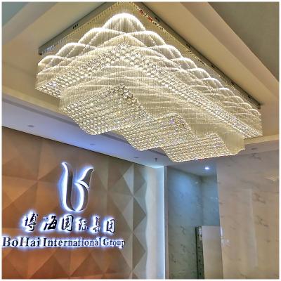 China Customized Modern Big LED K9 Ceiling Light K9 Large Wedding Hall Company Modern Contemporary Crystal Facade Large Hotel Crystal Chandelier for sale