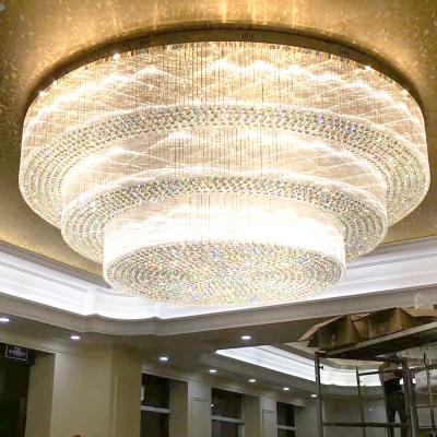 China Custom Modern Large Hotel Banquet Hall Crystal Chandelier LED Lighting Fixture for Hotel Lobby Indoor Large Ceiling Lights for sale