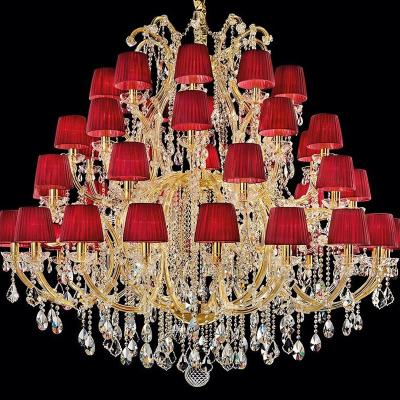 China Modern Lobby LED Crystal Gold Crystal Luxury Indoor Ceiling Club Chandelier Hotel Living Room Chandelier Maria Theresa Pendant Lamp for sale