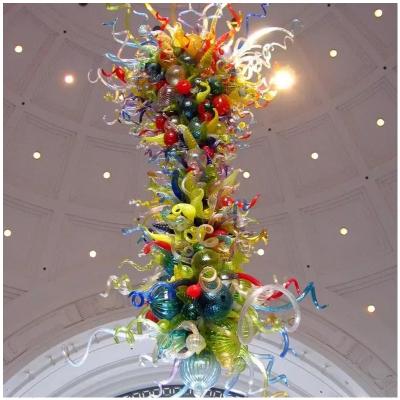 China Custom Size Modern Indoor Color LED Chandelier Hand Blown Glass Hotel Hall Pendant Light Villa Chihuly Style French Chandelier for sale