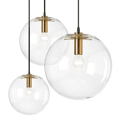 China Modern Simple Minimalist Luxury Indoor Copper Bedroom Stairs Glass Ball Bell Chandelier Led Modern Nordic Pendant Light for sale