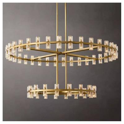 China Modern Living Room Decoration Round Metal Stainless Steel Villa Home Hanging Fancy Pendant Led Crystal Light Chandelier for sale