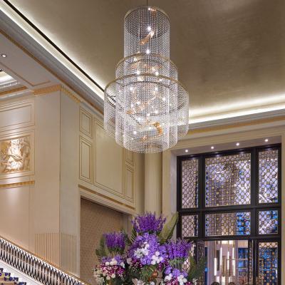 China Customized Modern Hotel Lobby Large Three Tier Crystal Pendant Chandelier for sale