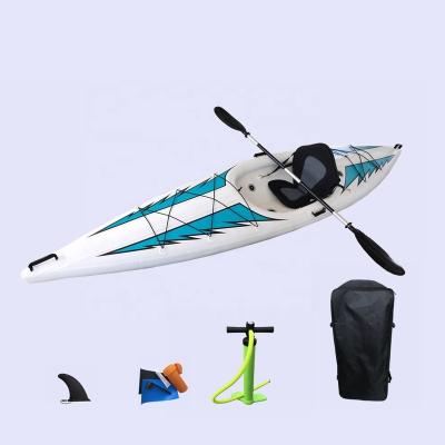 China Water sports single 380 cm drop stitch kayak canoe inflatable rowing fishing boats for sale for sale