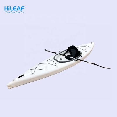 China HL-K1 HILEAF Water Sports Drop Point And PVC Material One Seat Inflatable Canoe Kayak Foldable Fishing Boat For Sale for sale