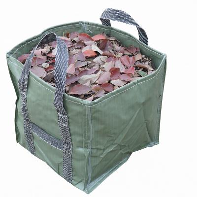 China Heavy Duty PP Automatic Holes Bucket Yard Leaf Bag Holder Reusable Canvas Garden Waste Bag for sale