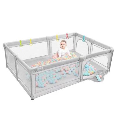 China Safety Modern Multifunctional Modern Children's Assembly Baby Playards Folding Classic Large Playpen For Baby With Net for sale