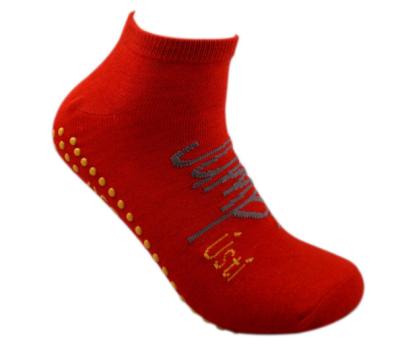 China Customized Size Polyester Non Slip Grip Socks Breathable Orange Color For Trampoline Park for sale