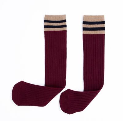 China Strips Knitting Girls Knee High Socks Breathable Sweat Absorbent Casual Socks For Dance for sale