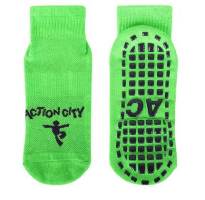 China Eco - Friendly Kids Trampoline Socks Jacquard Logo Action City Bounce Socks Silicone Non Slip Socks for sale