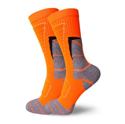 China Orange Terry Inside Custom Cushion Sports Compression Socks Basketball Soccer Running Socks for sale