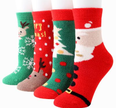 China Fashion Santa Claus Elk Pattern Cozy Fuzzy Warm Cotton Christmas Socks Gift Box For The Family for sale