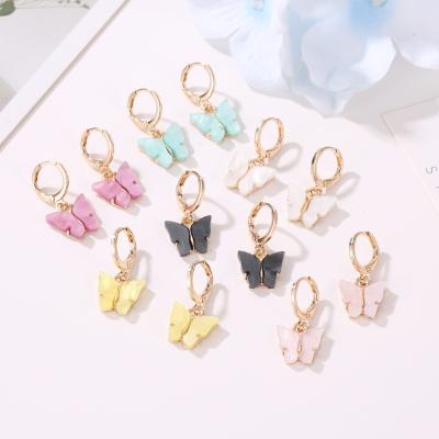 China New Fashion Women Drop Earrings Girls Animal Soft Colorful Jewelry Acrylic Butterfly Earrings Eco-friendly for sale