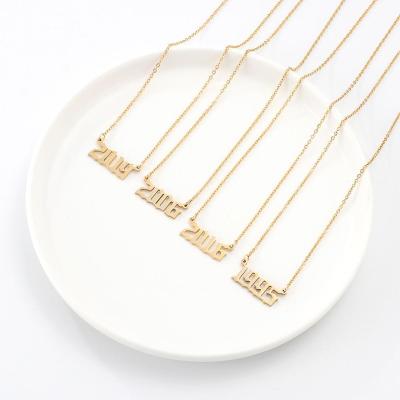 China Silver Plated Custom Necklace 1980-2019 Stainless Steel Year Necklace Newest Birth Pendant Gold Year Friendly Material for sale