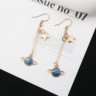 China 2020 Hot Korean Asymmetrical Star Moon Zircon Star Stud Earrings Long Eco-Friendly Edition Style Earrings for sale