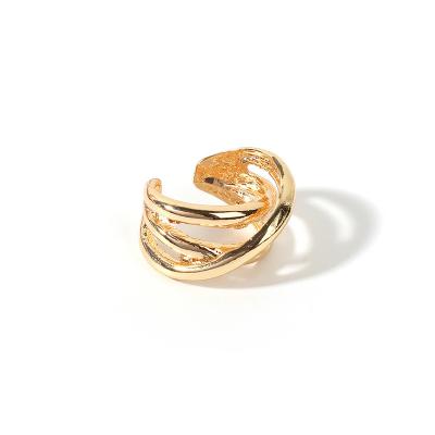 China New Design Slit Ring Women Gold Plated Fashion Multilayer Hollow Ring Eco-Friendly for sale