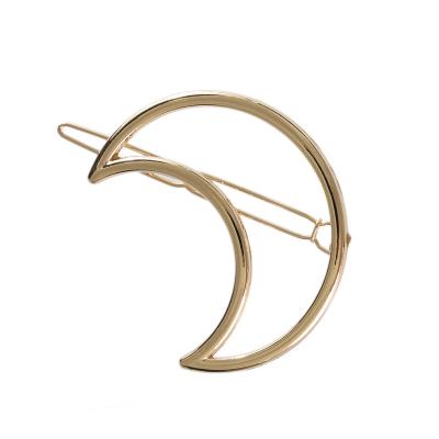 China Korean silver plated small hairpin female hair accessories new alloy moon hair claw clip fashion hollow fresh and simple gold ladies temperament for sale