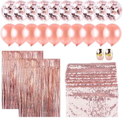 China Rose Gold Party Decorations Party Decoration Set - Rose Gold Glitter Table Runner Confetti Balloons for Wedding Party Decorate Supplies for sale