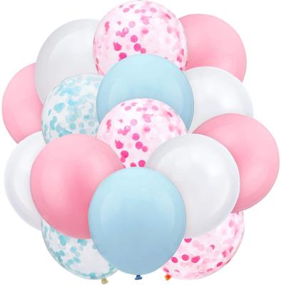 China Party Decorations 60 Pieces 12 Inch Gender Reveal Balloons Pink Blue Confetti Pastel Balloons For Wedding Baby Shower Birthday Party Supplies for sale