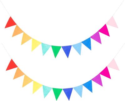 China 1pc Eco-friendly Assembled Multicolor Rainbow Felt Bunting Banners For Colorful Birthday Party Decorations for sale