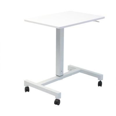 China White Height Adjustable Portable Computer Desk (Height) and Standing Workstation with Built in Wheels for sale